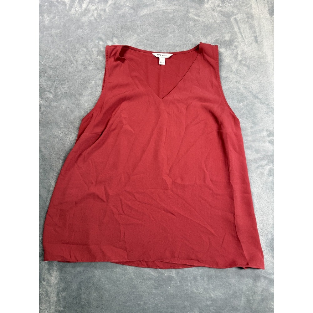 Nine West Tank Top Womens Large Red V-Neck Sleeveless